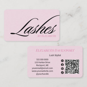 Wangenrotes Pink-Schwarzes Skript Social Icon QR C Visitenkarte