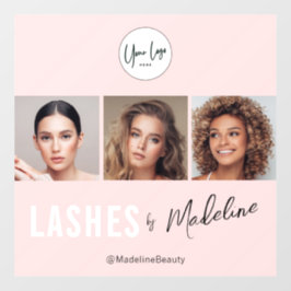 Wangenrotes Schrift-Logo Foto Wimpernstudio Fensteraufkleber