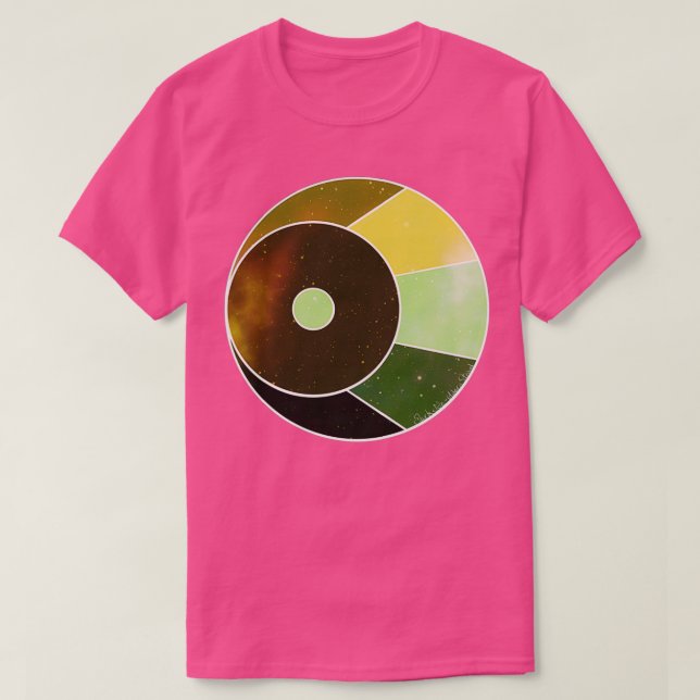 Waning Crescent Moon grün und gelb T-Shirt (Design vorne)