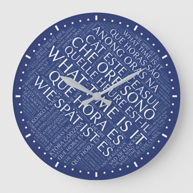 WANN ES IST (linguaphiles) Große Wanduhr (Vorderseite)