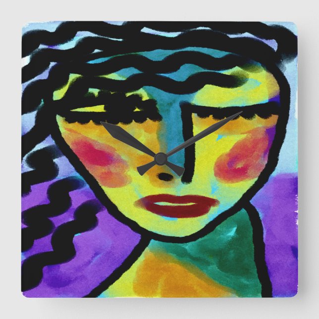 Wann immer die Abstrakte Kunst Quadratische Wanduhr (Vorderseite)