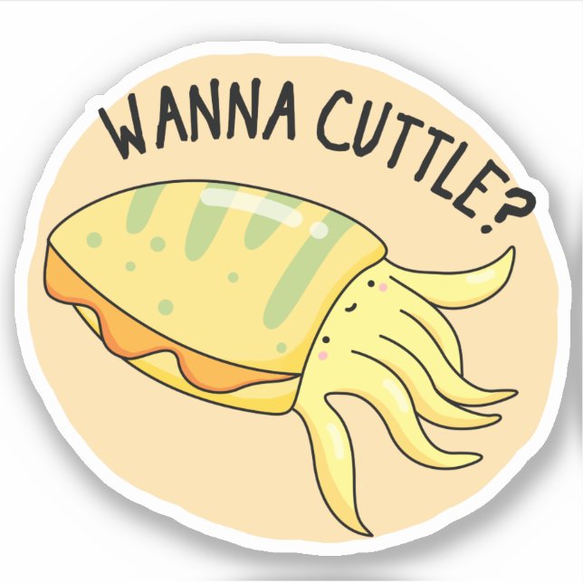 Wanna Cuttle Funny Cuttlefish Pub Aufkleber (Vorderseite)