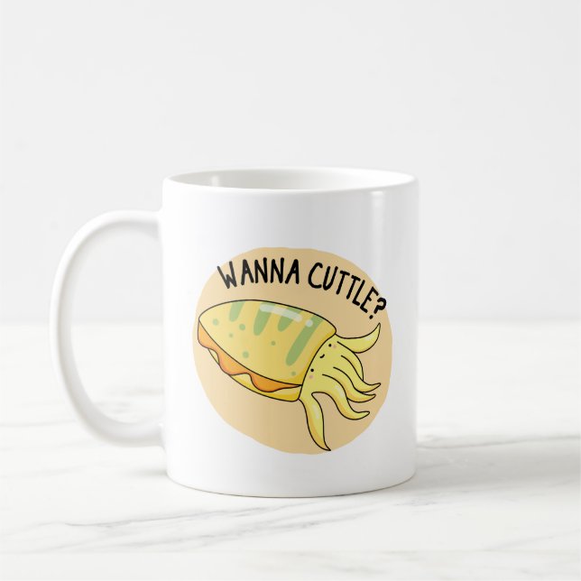 Wanna Cuttle Funny Cuttlefish Pub Kaffeetasse (Links)
