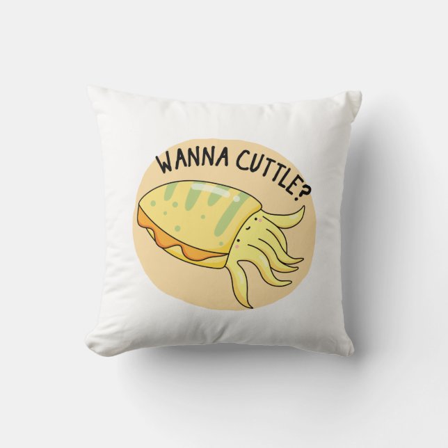 Wanna Cuttle Funny Cuttlefish Pub Kissen (Vorderseite)