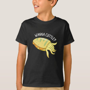 Wanna Cuttle Funny Cuttlefish Puppe Dark BG T-Shirt
