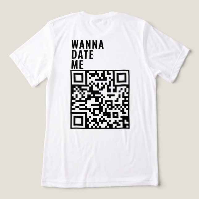 Wanna Date me Custom QR Code Scan Ich habe sein Ge Tri-Blend Shirt (Design Rückseite)