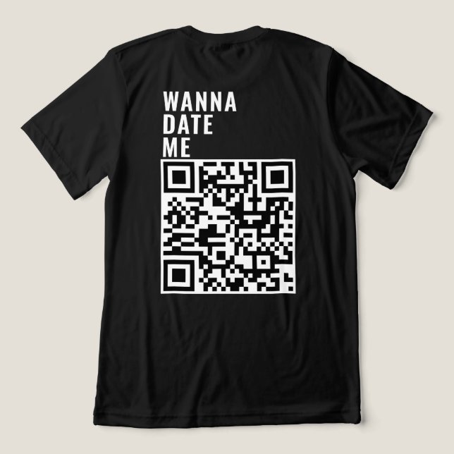 Wanna Date me Custom QR Code Scan Ich habe sein Ge Tri-Blend Shirt (Design Rückseite)