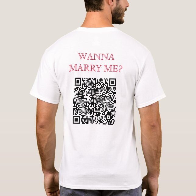 Wanna heiraten mich QR-Code auf der Rückseite Funn T-Shirt (Rückseite)
