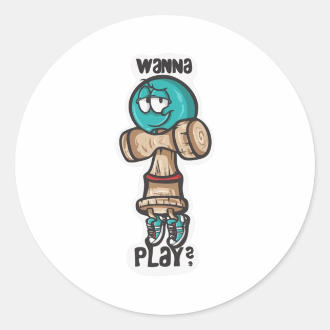 Wanna Play Runder Aufkleber (Vorderseite)