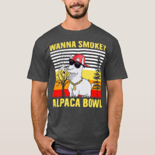 Wanna Smoke Alpaca Bowl Vintag Retro Alpaca T-Shirt