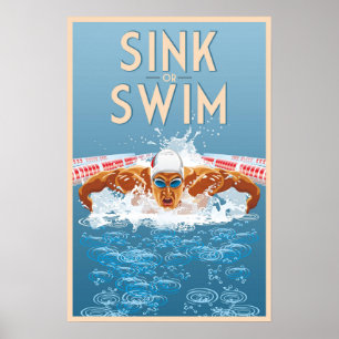 Wanne oder Swim, motivierend Plakat