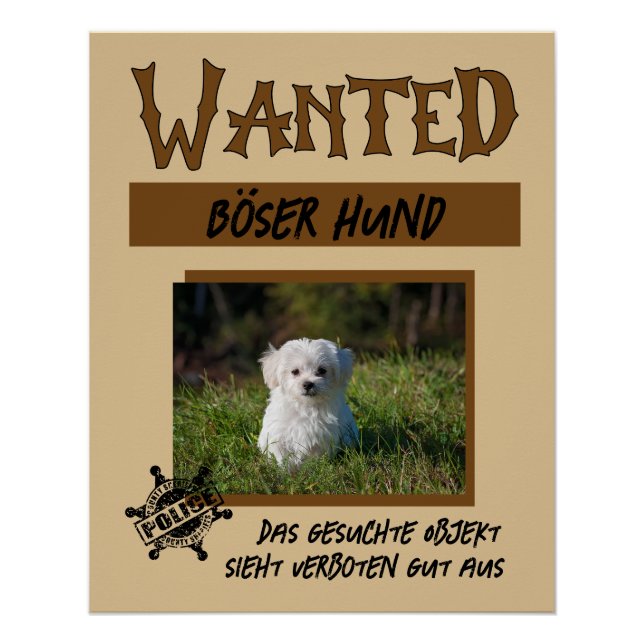 Wanted 1, personalisierbares Poster (Vorderseite)