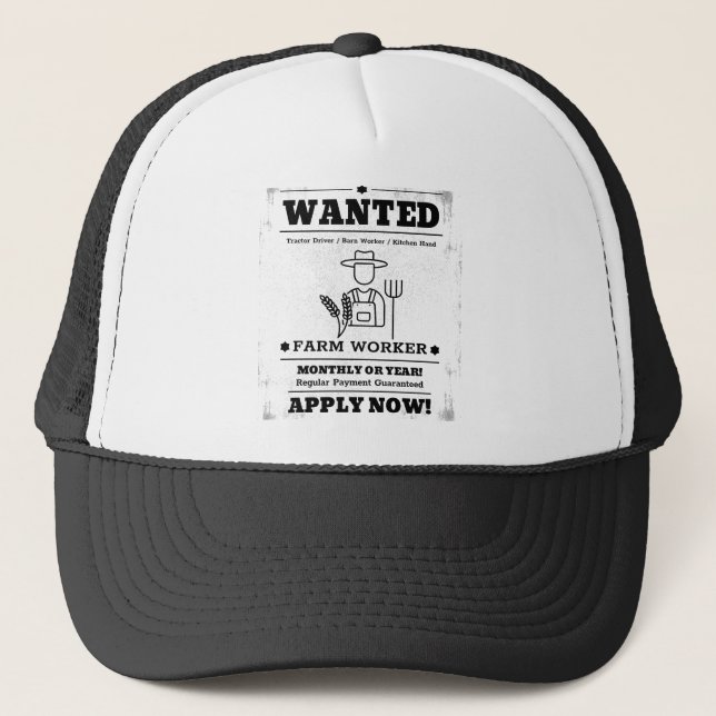 Wanted Farm Worker Apply Now Truckerkappe (Vorderseite)