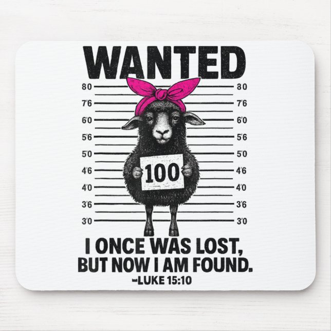Wanted I Once Was Lost Funny Sheep Quotes Jesus Ch Mousepad (Vorne)