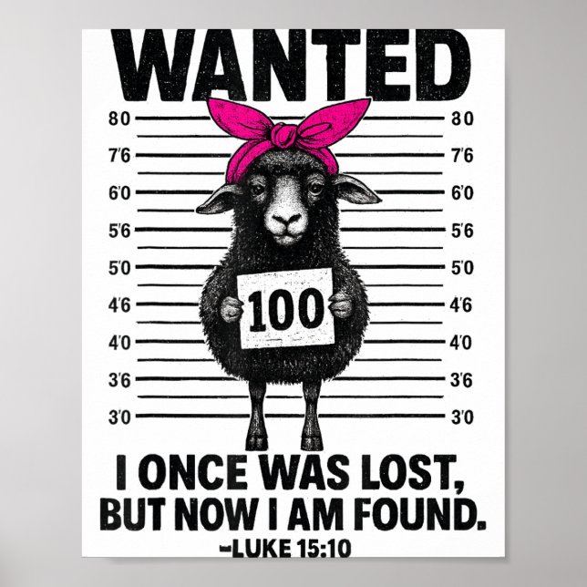 Wanted I Once Was Lost Funny Sheep Quotes Jesus Ch Poster (Vorne)
