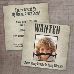 Wanted Poster Einladung - Bewegen Sie den Schnurrb