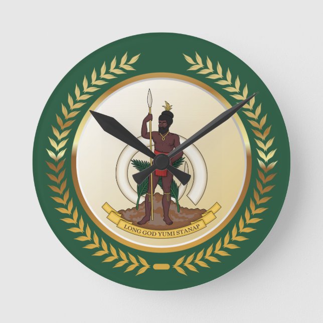 Wanuatu-Wappen Runde Wanduhr (Vorderseite)