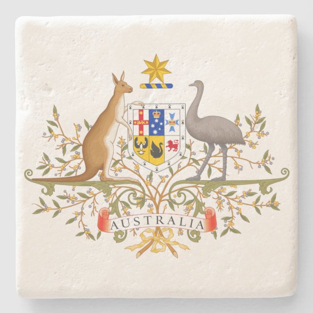 Wappen Australiens Steinuntersetzer (Vorderseite)