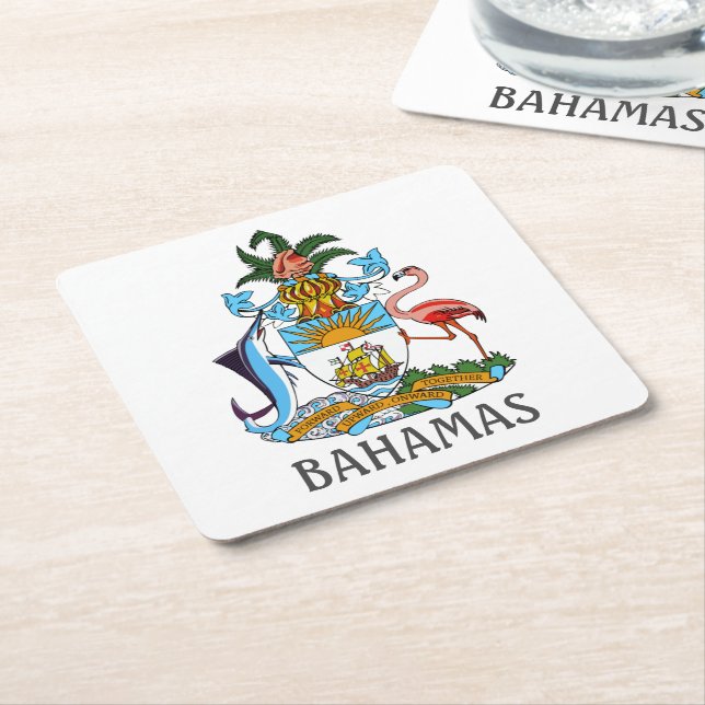 Wappen - Bahamas Rechteckiger Pappuntersetzer (angewinkelt)