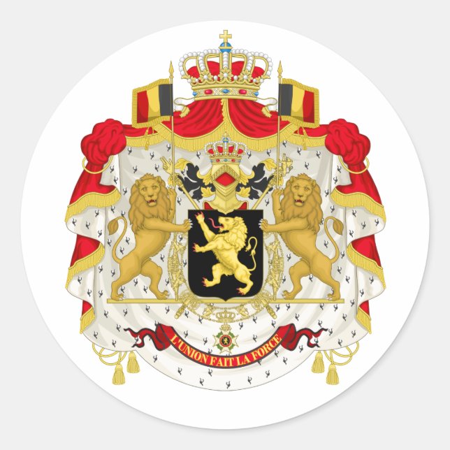 Wappen Belgiens Runder Aufkleber (Vorderseite)