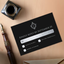 Wappen Black Imitats Silver Wedding Monogram Elega