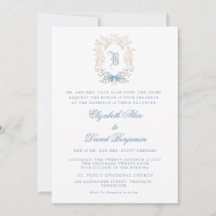 Wappen Blue Initial Wedding Einladung