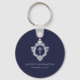 Wappen Boy Confirmation favorisiert Navy Blue Vint Schlüsselanhänger