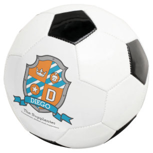 Wappen Brief D orange aquamarine blaue Krone Löwe  Fußball