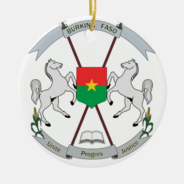 Wappen Burkina Faso - Armoiries Burkina Faso Keramik Ornament (Vorne)