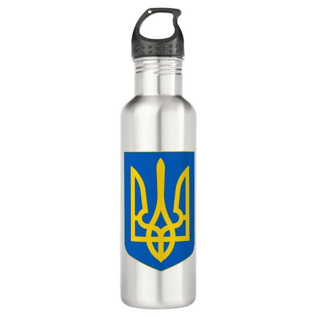 Wappen-Coat in der Ukraine Edelstahlflasche (Vorderseite)