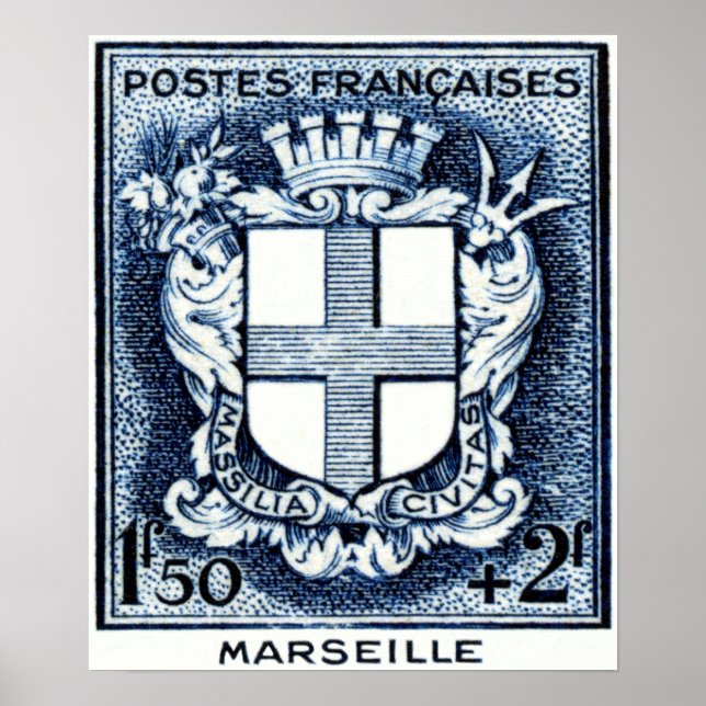 Wappen-Coat, Marseille, Frankreich Poster (Vorne)