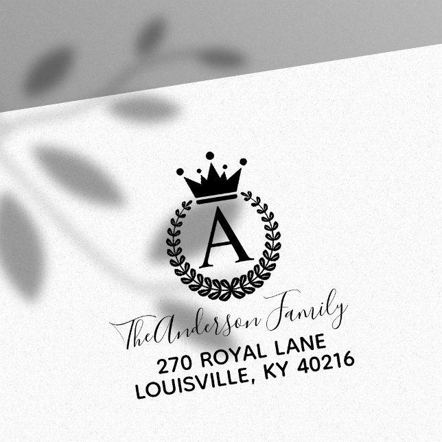 Wappen Crown Wreath Monogram-Rücksendeadresse Gummistempel (Von Creator hochgeladen)