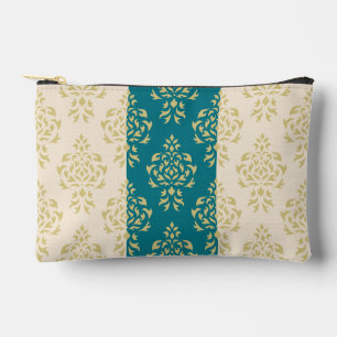 Wappen Damask Muster - Gold auf Aquamarin & Creme Zubehörtasche