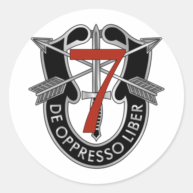 Wappen der 7. Special Forces Group Runder Aufkleber (Vorderseite)