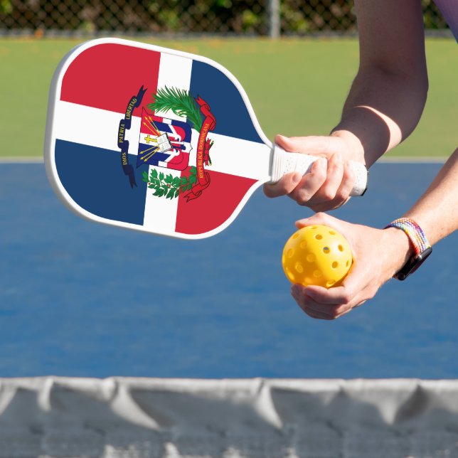 Wappen der Dominikanischen Republik Pickleball Schläger (InSitu)