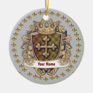 Wappen der Familie Crown Shield Familiennamens-Orn Keramik Ornament