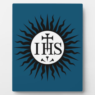 Wappen der Gesellschaft Jesu Monogramm Fotoplatte