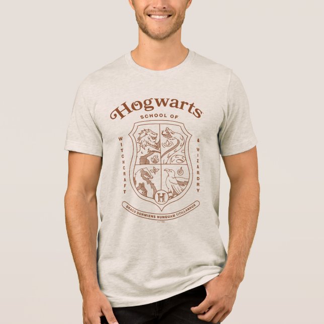 Wappen der HOGWARTS™ Schule für Hexerei und Zauber Tri-Blend Shirt (Vorderseite)