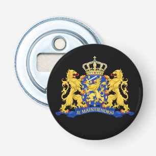 Wappen der Niederlande auf schwarzem Bot Flaschenöffner