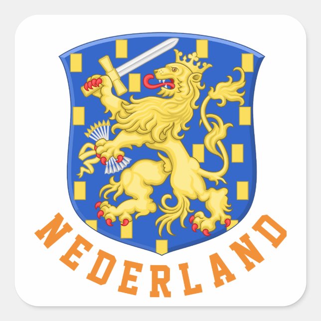 Wappen der Niederlande Quadratischer Aufkleber (Vorderseite)
