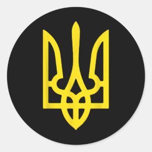 Wappen der Ukraine Farben der ukrainischen Flagge  Runder Aufkleber