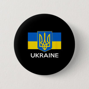 Wappen der Ukraine Flagge Ukrainischer Stolz Gelb Button