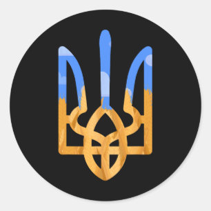 Wappen der Ukraine in den Nationalfarben Ukrainisc Runder Aufkleber