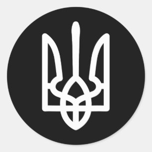 Wappen der Ukraine in Weiß Ukrainische Macht Runder Aufkleber