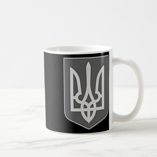 Wappen der Ukraine silbernes Trident-Emblem Zelens Kaffeetasse (Rechts)