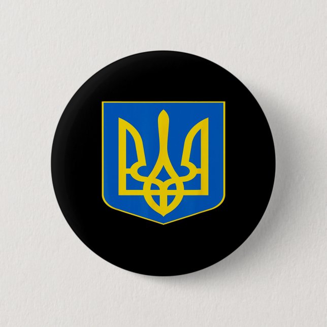 Wappen der Ukraine Ukrainisches Emblem Symbol Button (Vorderseite)