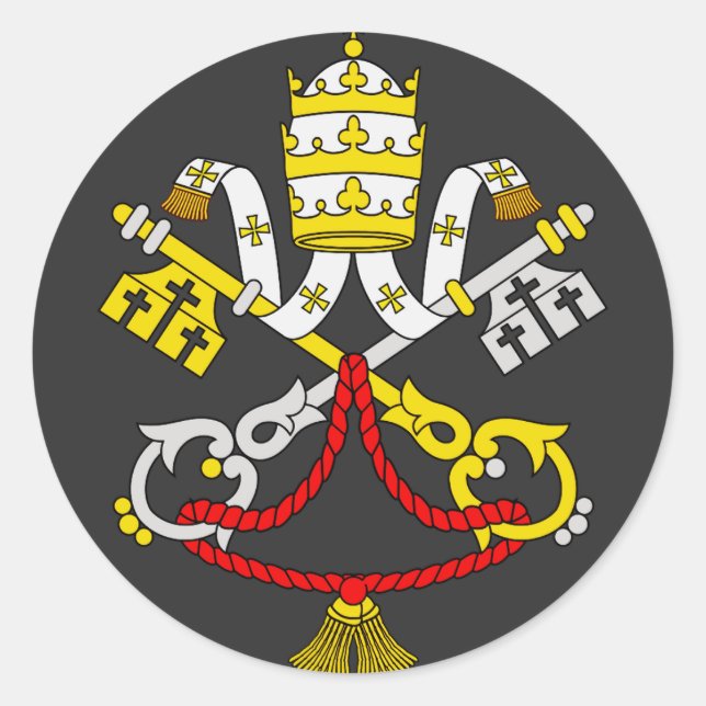 Wappen der Vatikanstadt Runder Aufkleber (Vorderseite)