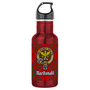Wappen des Clan MacDonald of Keppoch über Tartan Edelstahlflasche