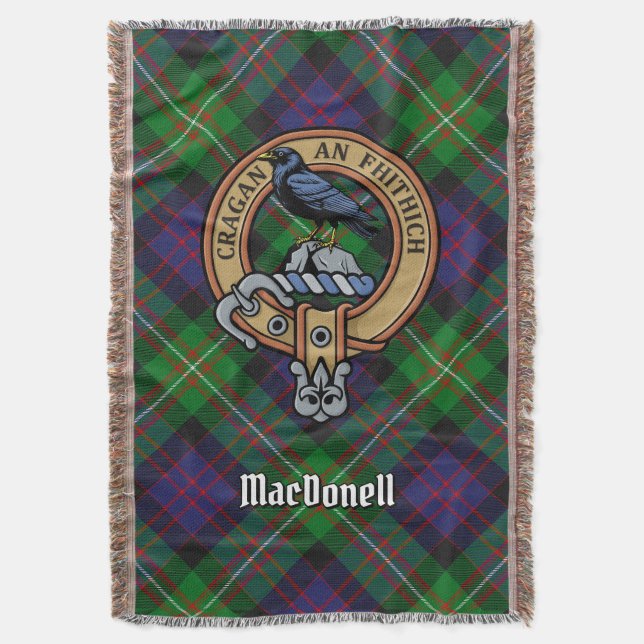 Wappen des Clan MacDonell of Glengarry über Tartan Decke (Vorderseite Vertikal)