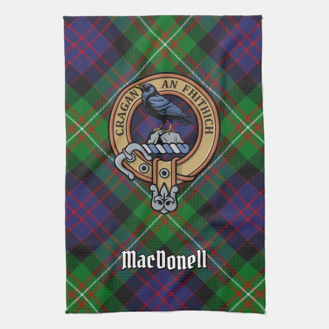 Wappen des Clan MacDonell of Glengarry über Tartan Geschirrtuch (Vertikal)